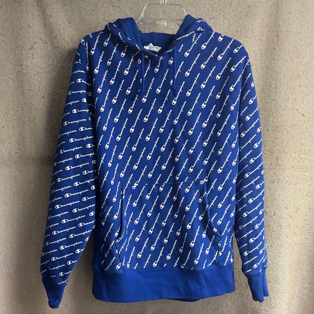 Champion Royal Blue All-Over Logo Hoodie
